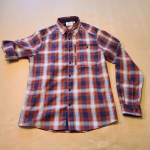Fjallraven Fjallglim Shirt Mens Medium Red/Blue Plaid  Roll Long Sleeve 81474